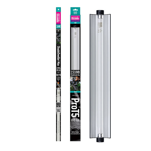 Arcadia Pro T5 UVB Max Kit, ShadeDweller, 2.5% UVB, 14 Watt (UK) - Reptiles By Post