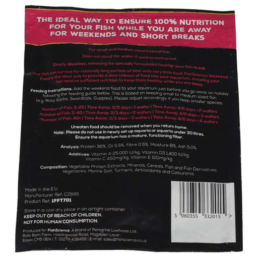Fish Science Weekend Food 20g Sachet SINGLE - Reptiles By Post