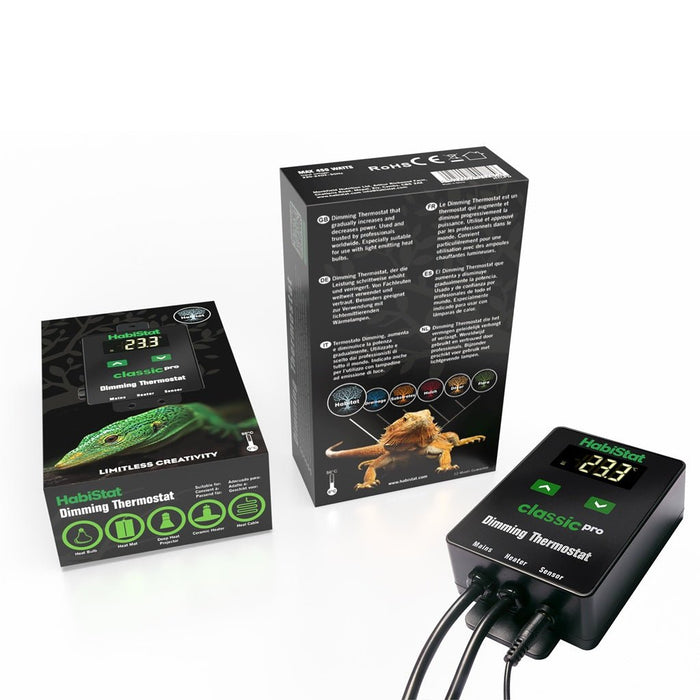 HabiStat Classic Pro Dimming Thermostat, Black, 450 Watt - Reptiles By Post