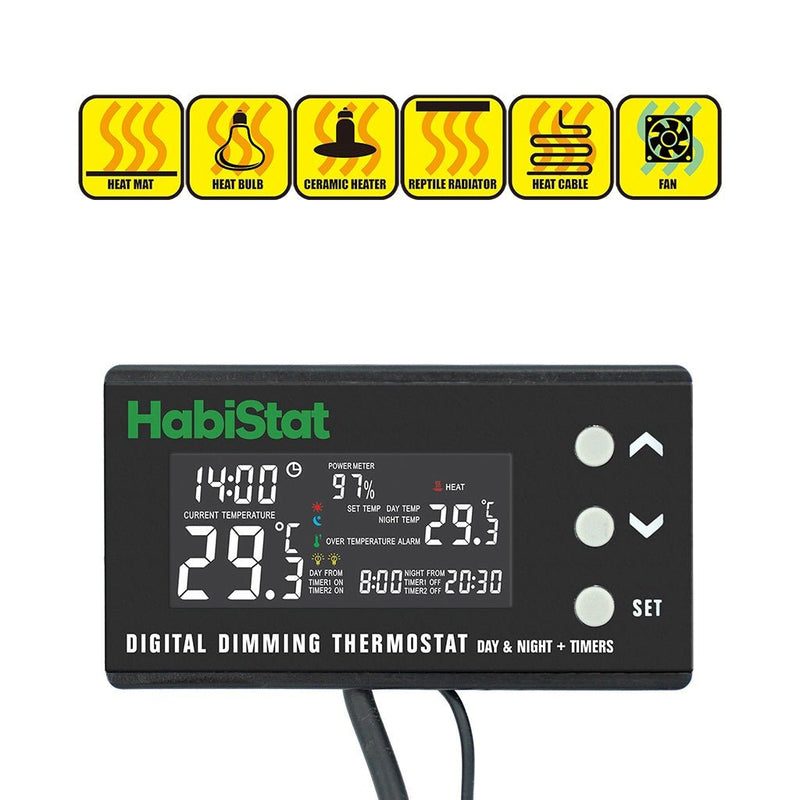 HabiStat Digital Dimming Thermostat, Day/Night, Timer, 600 Watt - Reptiles By Post