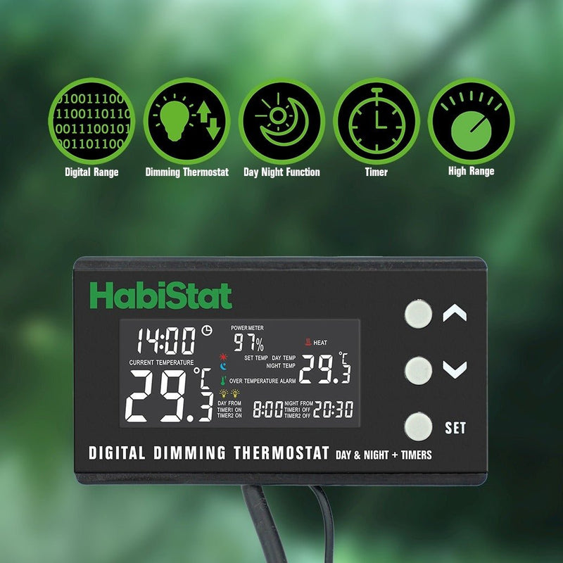 HabiStat Digital Dimming Thermostat, Day/Night, Timer, 600 Watt - Reptiles By Post