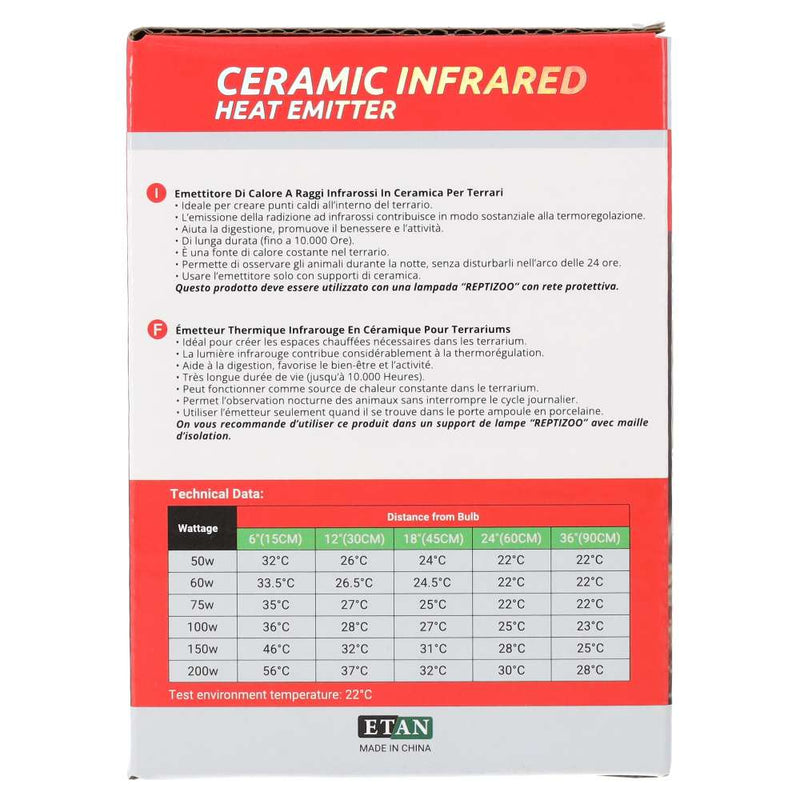 Reptizoo Ceramic Heat Emitter, Black - Reptiles By Post